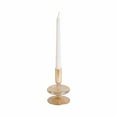 thumbnail image 3 of Decorative Glass Candle Holder for Taper Candles - Modern Candlestick Holder with Disc and Sphere Design for Table Decor - Pair with Gold Centerpieces for Tables and Living Room Display - 5", Gold, 3 of 10