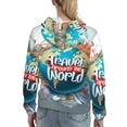 thumbnail image 7 of Kdxio Travel Around The World Print Womens Oversized Hoodies Sweatshirts Hooded Pullover Tops Sweaters Casual-Medium, 7 of 7