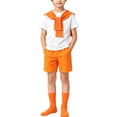 thumbnail image 2 of Odeerbi Niños 4 Piezas Preppy Traje Manga Corta Camiseta + Traje Pantalones Cortos + Chal + Calcetines Escenario Conjunto de Rendimiento, 2 of 8