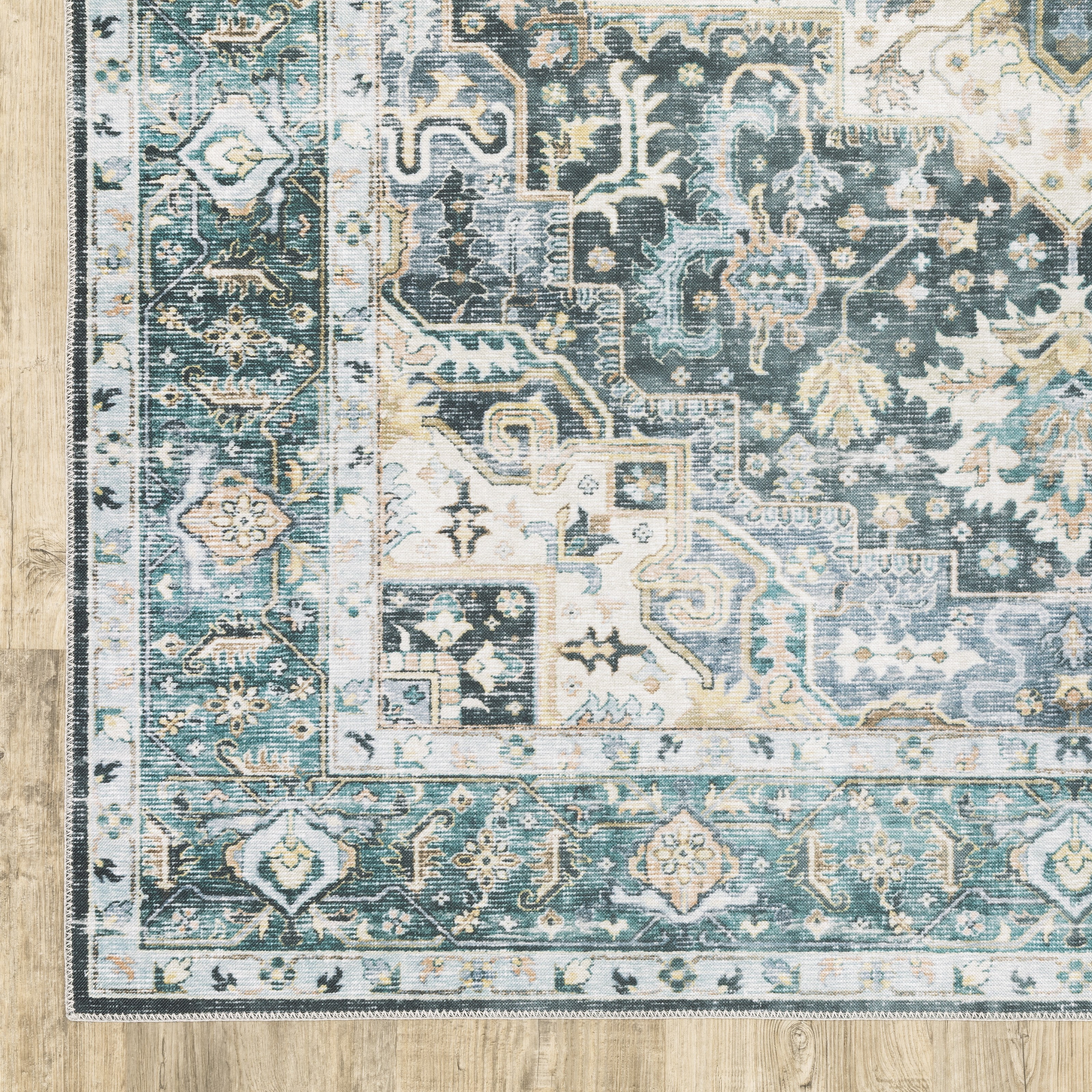 Avalon Home Celeste Washable Center Medallion Blue/ Ivory Indoor Area Rug