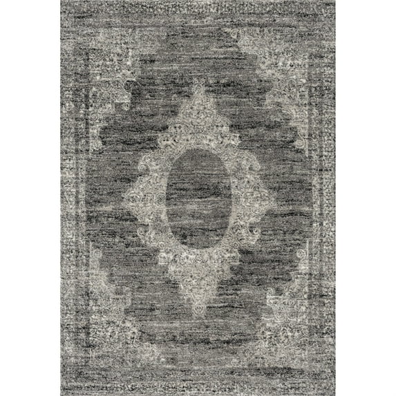 22" x 36" Grey Polypropylene Accent Rug