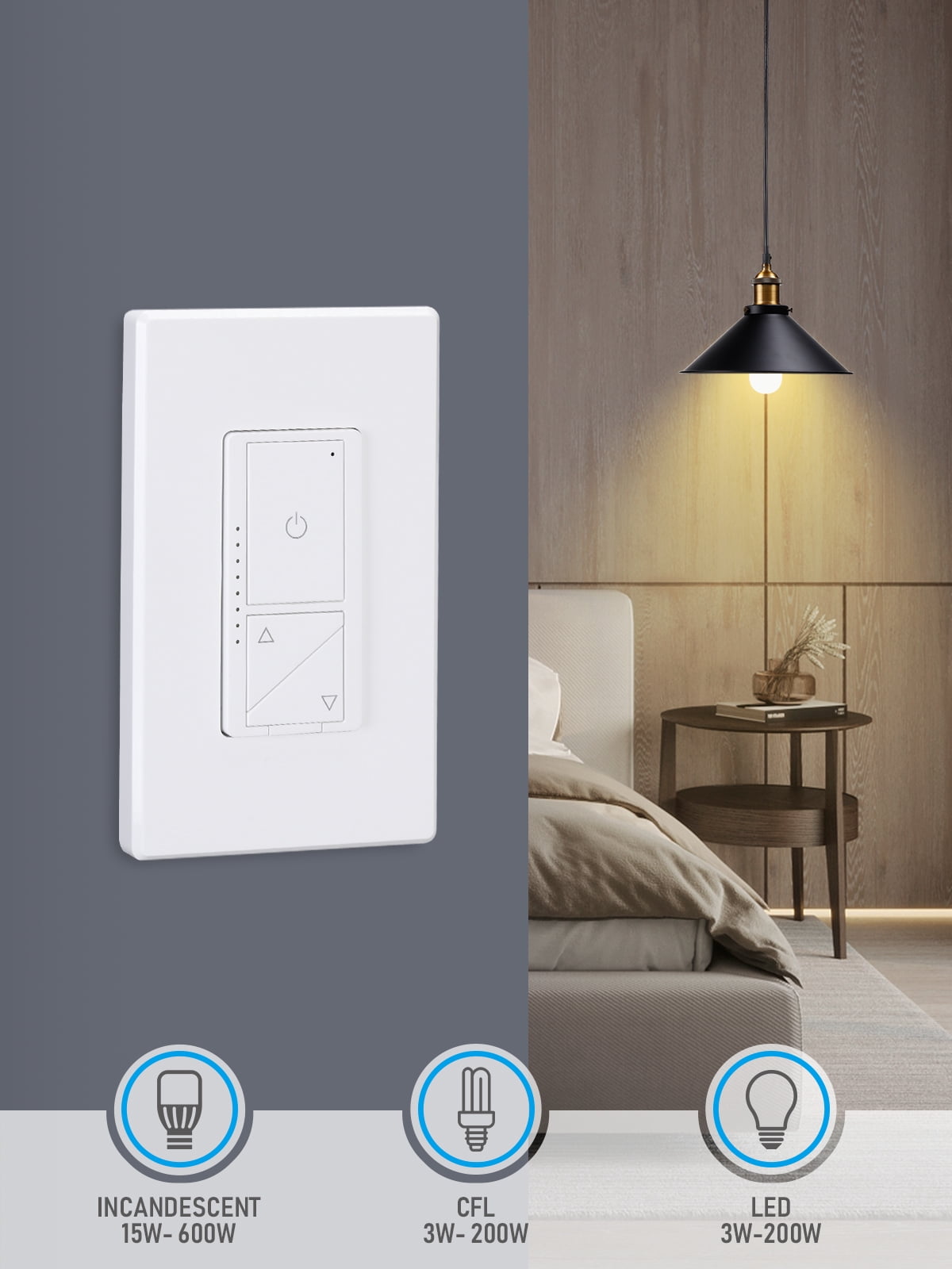 2 Pack Smart Dimmer Wall Switch, Works with Siri, Google Assistant, Remote& Voice Control, APP Control, No Hub Required, Single Pole or 3 Way