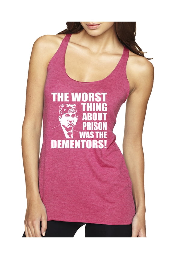 , Office Prison Mike Dementors Michael Scott, Pop Culture, Women Tri-Blend Racerback Tank Top, Vintage Pink, Small