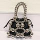 thumbnail image 2 of Bolsos de noche para mujer, bolsos y carteras de diseñador de lujo para mujer, novedad de 2024, en mini cubo trenzado con cuentas de PU, para llevar al hombro o en la muñeca, 2 of 4