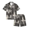 thumbnail image 6 of Men's 2 Piece Summer Outfits Texture Pattern Short Sleeve Shirt and Shorts Matching Set for Beach Cruise Resort Vacation, 6 of 6