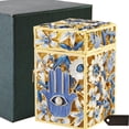 thumbnail image 2 of Matashi  Hand-Painted Enamel Tzedakah Charity Box Embellished w/ Crystals & a Hamsa Protects Against Evil Eye Motif Design, 2 of 5