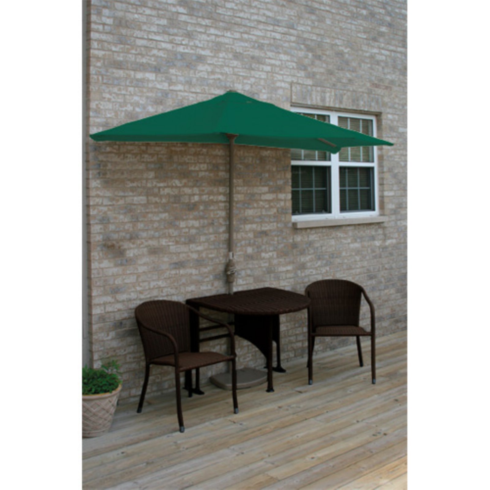 Blue Star Group Terrace Mates Adena All-Weather Wicker Java Color Table Set w/ 7.5'-Wide OFF-THE-WALL BRELLA - Natural Olefin Canopy - image 2 of 9