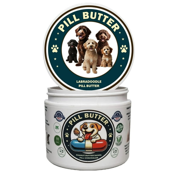Pill Butter: Labradoodle Dog Treats to Wrap Pills - Moldable Non-Sticky Paste of Human Grade Real Dog Peanut Butter (60 Servings)