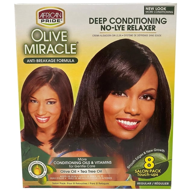 Alisador de cabello African Pride Olive Miracle sin lejía - Kit de 8 unidades