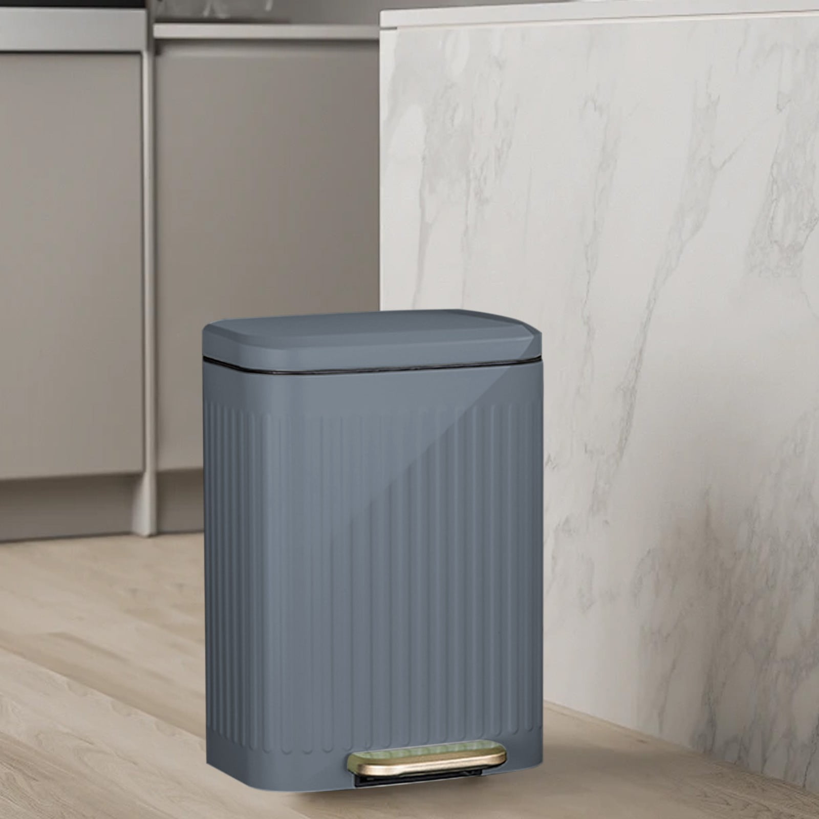 Kitchen Trash Can, Stainless Steel Step-On Garbage Can with Lid, Tall Kitchen & Bathroom Trash Can, Small Office Waste Bin - Xuniizn