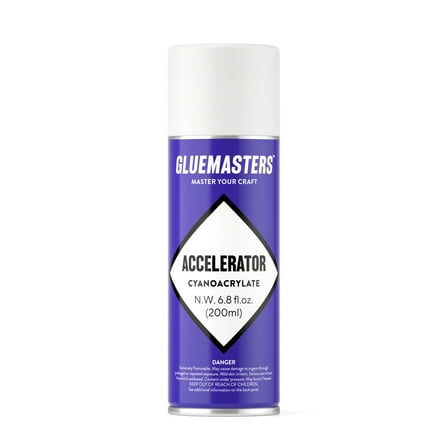 Professional Cyanoacrylate Super Glue Accelerator by GLUE MASTERS - (6.8 fl. oz) Aerosol Activator for Instant Adhesion for CA glues, Clear