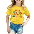 thumbnail image 1 of HABDGIKS T-Shirts d'Été 2025 pour Filles Imprimé Carnaval Col Rond Manches Courtes Manches Courtes Hauts Amples, 1 of 4