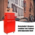 thumbnail image 5 of Holaki Detachable 5 Drawer Tool Chest with Bottom Cabinet and one Adjustable Shelf--Red, 5 of 13