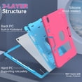 thumbnail image 3 of Dteck Case for iPad Air 13 inch 2025/2024,Shockproof Silicone + PC 3-Layer Protection Kickstand Case Heavy Duty Cover for iPad Air 13-in. M3/M2,Rose+Blue, 3 of 7