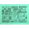 thumbnail image 1 of Ahgly Company Machine Washable Indoor Rectangle Abstract Turquoise Blue Contemporary Area Rugs, 7' x 9', 1 of 4