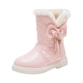 thumbnail image 2 of Girls‘ Winter Boots, Water-Resistant Faux Suede with Thick Fur Interior, Warm Mid-Calf Boots for Tweens, Outdoor Play, and Seasonal Gift Pink 33, 2 of 6