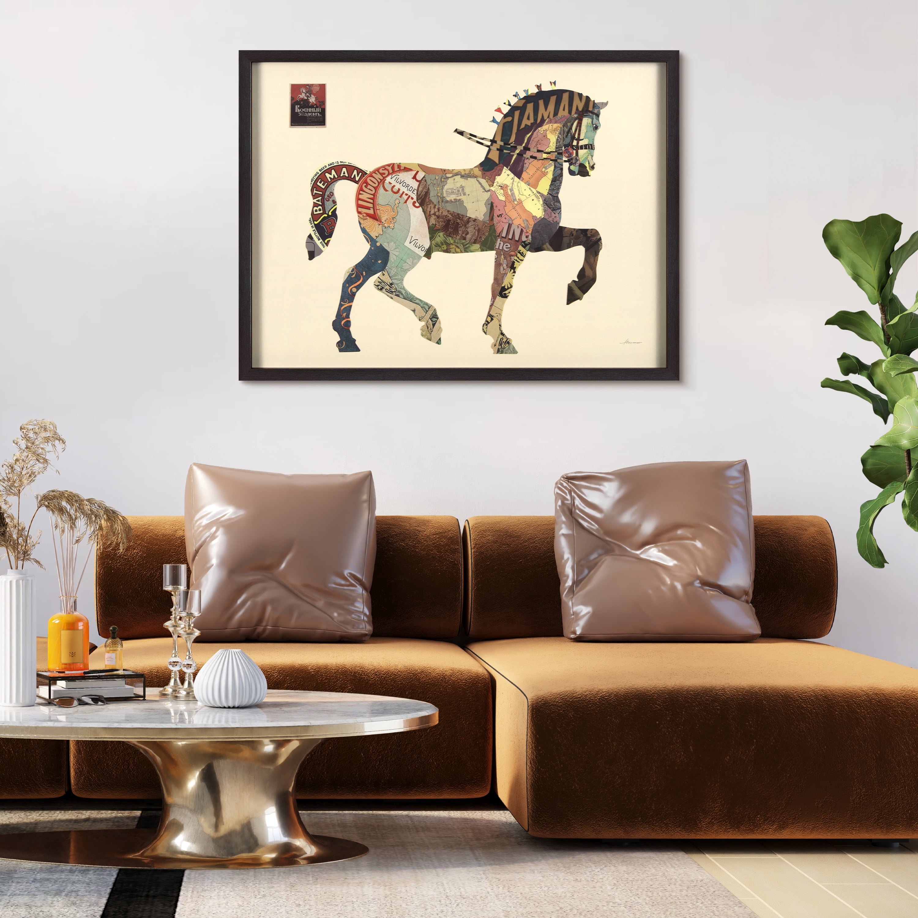Empire Art Direct Carousel Horse Dimensional Collage Framed Graphic Art Under Glass Wall Art, 30" x 40" x 1.4", Ready to Hang