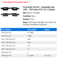 thumbnail image 2 of Front Brake Pad Set - Compatible with 1998 - 1999 Volvo V70 2.4L 5-Cylinder, 2 of 2