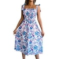 thumbnail image 1 of YAGHYAGH Womens Sleeveless Sundress Smocked A-line Floral Maxi Dress, 1 of 4
