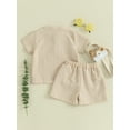 thumbnail image 3 of Biezeib Toddler Boy Summer Shorts Outfit Solid Color Short Sleeve Pocket T-Shirt with Elastic Waist Shorts 2 Pcs Set, 3 of 6