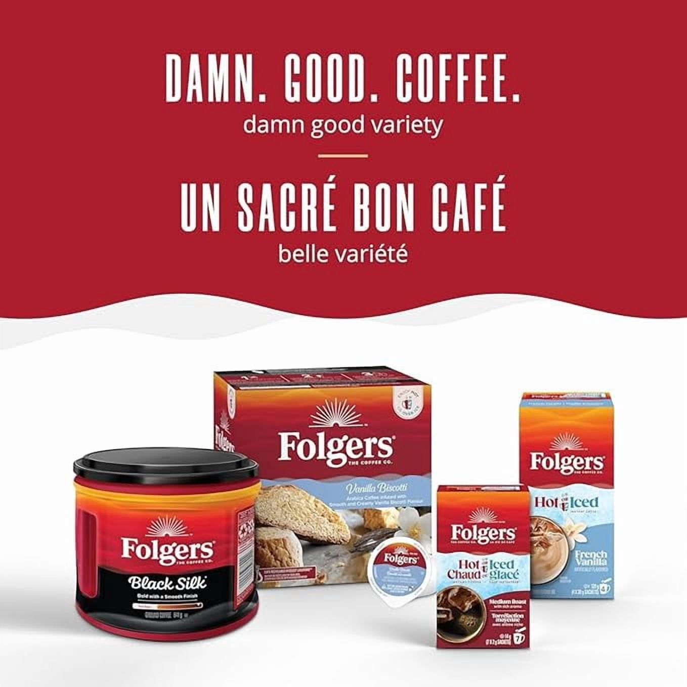 Folgers Vanilla Biscotti Flavoured Light Roast Coffee Pods, 30 count ( 1 pack )