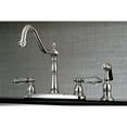thumbnail image 2 of Kingston KB1758WLLBS Wilshire Two-Handle 4-Hole 8" Centerset Kitchen Faucet with Brass Sprayer in Brushed Nickel, 2 of 7