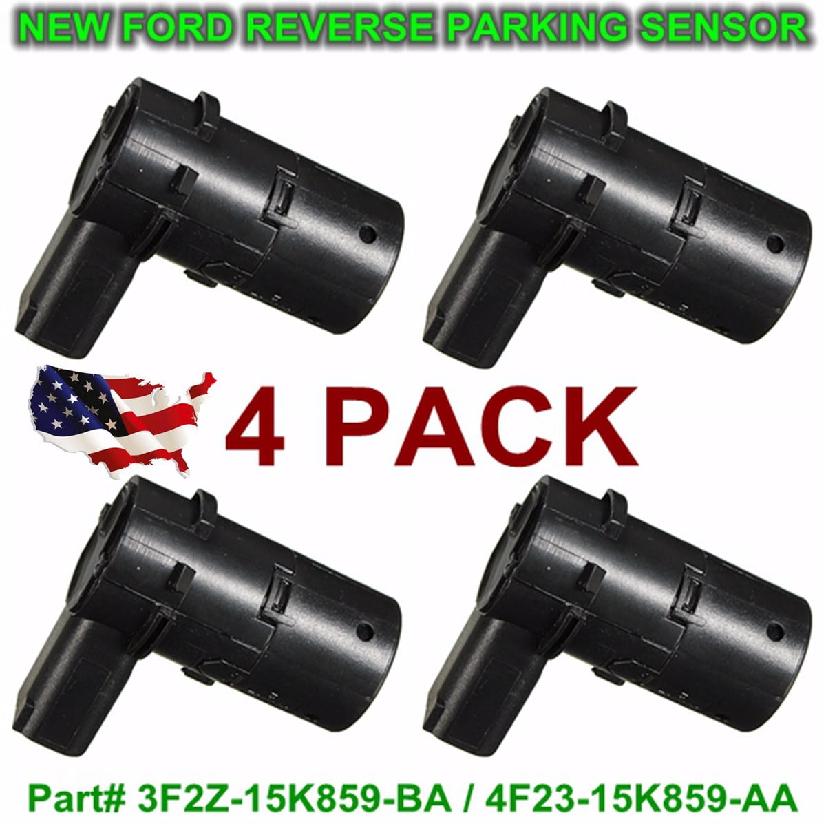 4Pcs Truck Reverse Backup Parking Sensor 3Pins Assist Black For F150