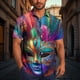 thumbnail image 1 of TaTaai ashion Men's Mardi Gras Turndown Collar Shirt, Printed Short-Sleeve Casual Button Top, Soft Fabric for Summer Casual Daily Outdoor Occasions Gift, 1 of 6