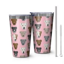 16oz Tumblers Pit Bull Terrier Stainless Steel Vacuum Insulated Double Wall Travel Tumbler Cups Mug with Lid and Straw,Cleaning Brush for Coffee,Tea
