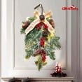 thumbnail image 5 of HongHeng Artificial Christmas Pine Branch Red Bery Spray Snow Teardrop Wreaths Picks, 20in Faux Winter Pine Cones Ribbon Bow Greens Xmas Swag for Front Door Farmhouse Home Decor, 5 of 6