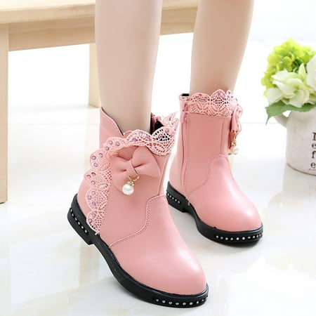 

LYCAQL Toddler Shoes Princess Fashion Knot Shoes Toddler Boots Baby Kids Leather Baby Shoes Shoes for Girl Toddler (Pink 2.5 Big Kids)