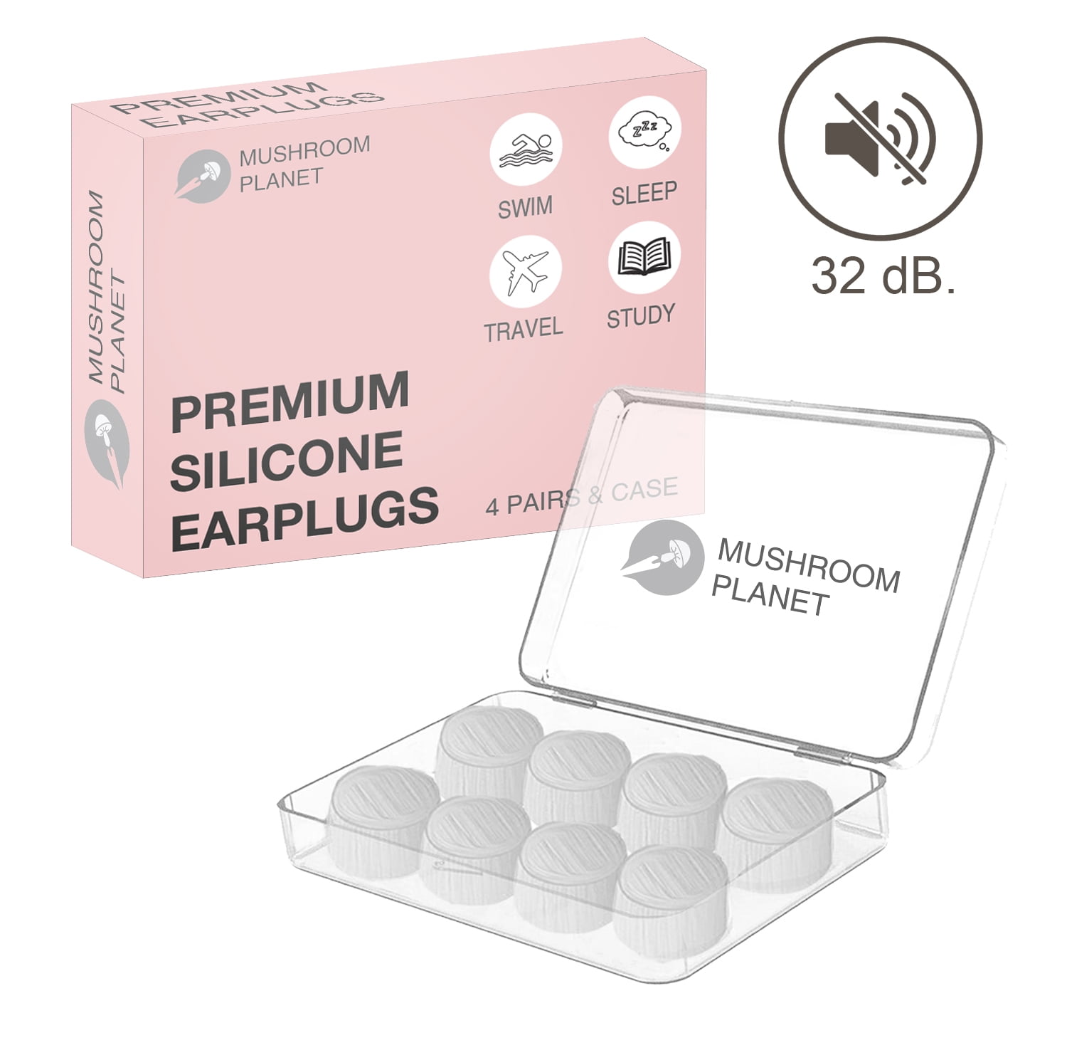 4PCS For Study Sleep Silicone Ear Plugs Anti Noise Snore Earplugs Comfortable OD 