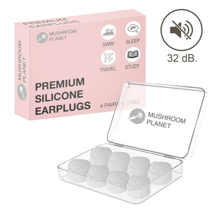 

Mushroom Planet - Silicone Ear Plugs - soft silicone moldable ear plugs - 4 pair best high fidelity earplugs for sleeping noise cancelling reduction snoring concert musicians sound blocking