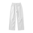 thumbnail image 5 of ClodeEU Women's Linen Elaist Waisted Wide Leg Pants, Casual Breathable Trousers with Pockets White,Women's Plus S, 5 of 5