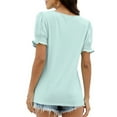thumbnail image 6 of Tops for Women Summer Casual Ruffle Trim Sleeve Square Neck T-Shirts, Striped Printed Loose Fit Blouse, Stylish and Comfortable Short Sleeve Top, Limited Time Off, 6 of 6