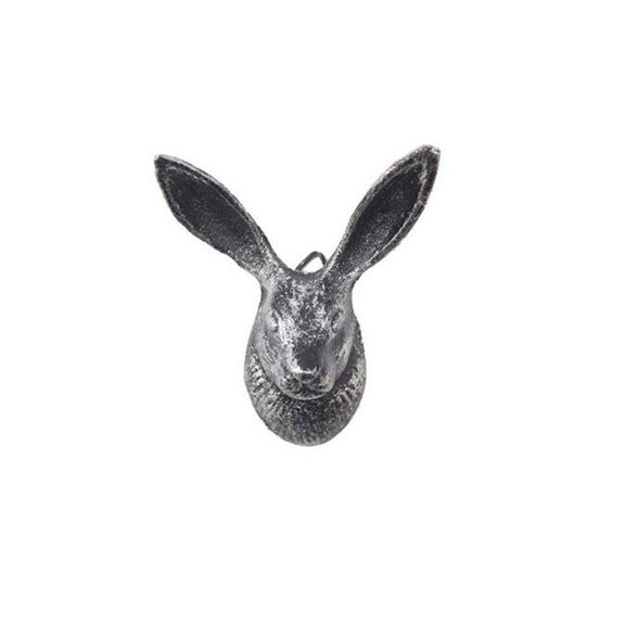 Rustic Silver Cast Iron Decorative Rabbit Hook, 5 in.