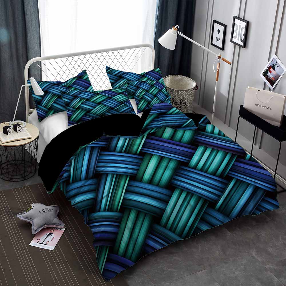 Weave Pattern Bedding Set Fashion Duvet Cover For Kids Bedroom Colorful