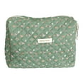 thumbnail image 2 of 1 Pc Makeup Bag — 9.4in x 6.7in x 3.0in, Large Capacity Quilted Cotton Cosmetic Case, Floral Print Zipper Pouch for Travel Organizer(C), 2 of 6