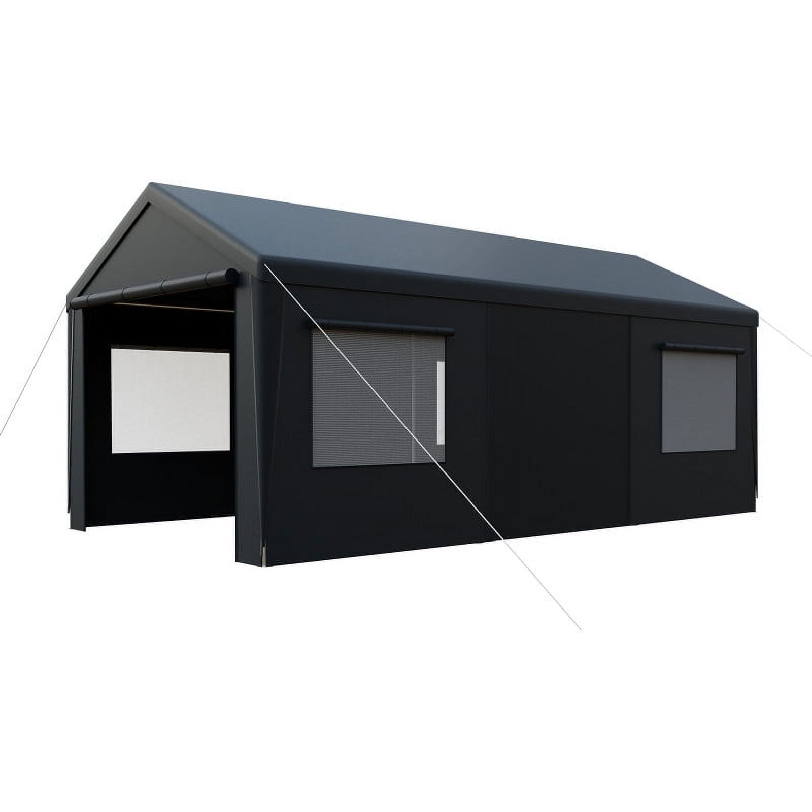 GAZEBETER Carports 10x20 ft Heavy Duty,Portable Carport Garage with Removable Sidewalls and Door,Outdoor Canopy Carport,Gray