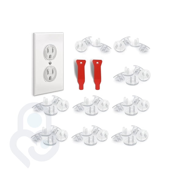 Baby Proof Me Outlet Covers and Removal Tool, Clear Plug Covers for Shock Prevention, 48-Pack