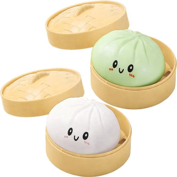 karymi 2Pcs Dumpling Sensory Stress Ball, Cute Steamed Bun Soft Stress Relief Fidget Ball, Mystery Gift Box for Adult Classroom Prizes Party Favors Room Decor