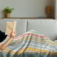 thumbnail image 3 of Geometric Soft Flannel Fleece Blanket, Pastel Colored Vertical Lines with Barcode Pattern Abstract Geometric Composition, Cozy Plush for Indoor and Outdoor Use, 60" x 80", Multicolor, by Ambesonne, 3 of 5