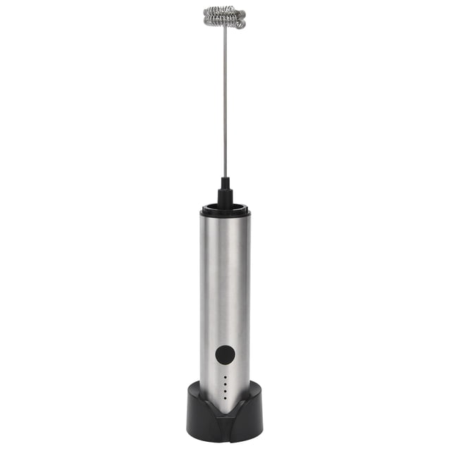 Milk Blender, USB Charging 3 Gear Speed Adjustment Stainless Steel Egg Beater Detachable Electric LED Power Display for Kitchen for Food for Restaurant