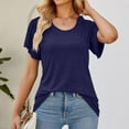 thumbnail image 5 of Timegard Top for Women Ruffle Short Sleeve 1 Shoulder Scoop Neck Comfy Loose Casual Summer Tee Shirts, 5 of 8
