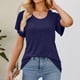 thumbnail image 5 of Fiudx Ofertas Del Día Camiseta Casual de Manga Corta con Cuello Redondo y Volantes de Color Sólido para Mujer, 5 of 7