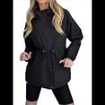 thumbnail image 2 of Chaqueta Impermeable de Larga con Capucha y Cremallera para Mujer, Gabardina, Cortavientos, Chaqueta de Viaje. Negro L, 2 of 10