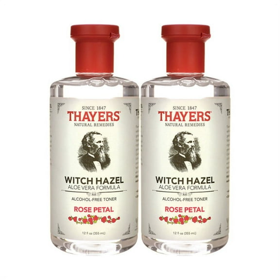 Thayers Rose Petal Witch Hazel Toner, Alcohol Free & Organic Aloe Vera, 12oz, 2 Pack