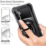 Nagebee Phone Case Compatible for Samsung Galaxy A54 5G with Tempered Glass Screen Protector (Full Coverage), Full-Body Protective [Military-Grade] Magnetic Car Mount Ring Holder Durable (Black)