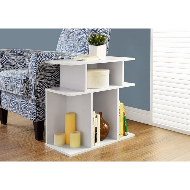 Monarch Specialties Accent Table, Side, End, Nightstand, Lamp, Living Room, Bedroom, Laminate, White, Contemporary, Modern