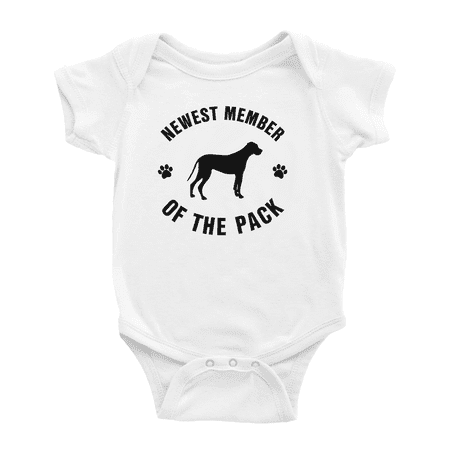 

Newest Member of The Pack Daniff Dog Funny Baby Bodysuit Boy Girl